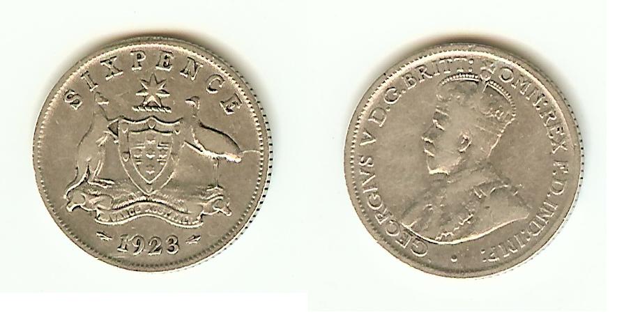 Australian 6 Pence 1923 gF